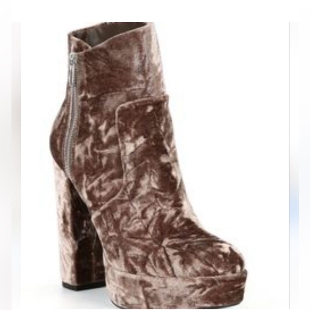 Gianni Bini Velvet Ankle Boots in Brown